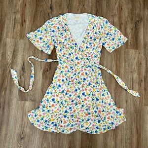 Sezane Floral Wrap Dress spring viscose European size 34